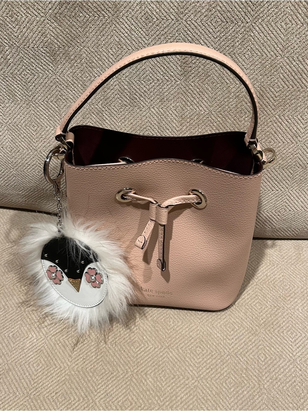 Kate Spade saffiano pink leather small Eva bucket bag